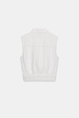 TOP PESPUNTES CON LINO / Blanco