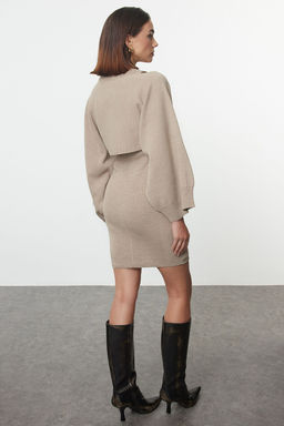 TRENDYOLMILLA Bej Mini Triko Bolero-Elbise Tak?m TWOAW25EL00056  фото 13