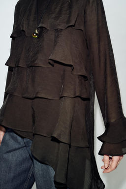 CUERPO VOLANTES ASIM?TRICO / Marr?n - Zara фото 4