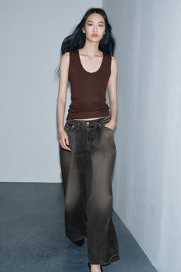 ZW COLLECTION WIDE-LEG MID-WAIST JEANS WITH DARTS