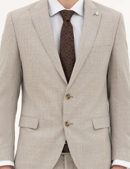 Bej Ex. Slim Fit Y_n Tak_m Elbise