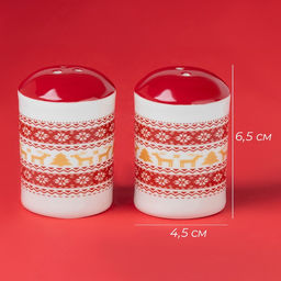 Набор для специй новогодний Доляна «Финский лес», солонка 50 мл, перечница 50 мл, керамика, белый