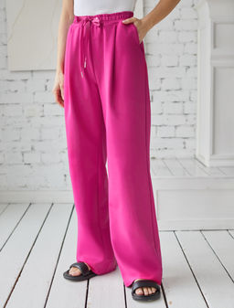Брюки Vilatte свободные футер-двухнитка фуксия