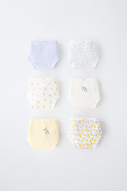 6-14 A?OS/ PACK SEIS BRAGUITAS LIMONES / Azul / Blanco