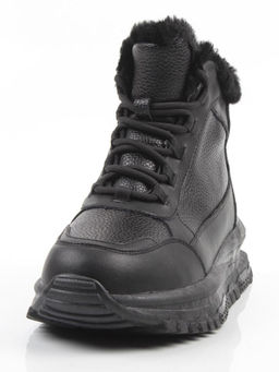 04-WG044-1M BLACK Кроссовки зимние женские (натуральная кожа, 100% шерсть)