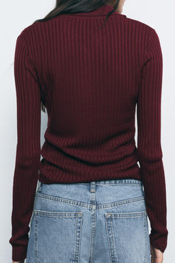 RIBBED KNIT POLO NECK JUMPER - Zara фото 4
