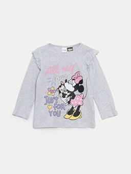 Bisiklet Yaka Minnie Mouse Bask?l? K?z ?ocuk Pijama Tak?m?