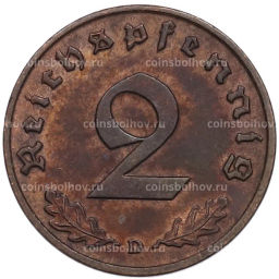 Монета 2 рейхспфеннига 1939 года D Германия