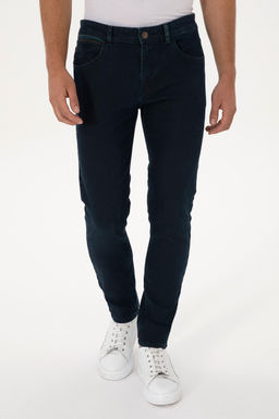 Джинсы slim fit темно-синие из хлопка