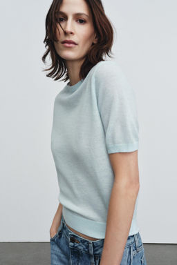 SHORT SLEEVE WOOL BLEND JUMPER - Zara фото 2