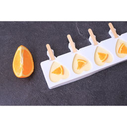 Форма для мороженого Доляна Сердца. Макси, силикон, 49?6.5?2 см, 8 ячеек, палочки 50 шт., белая