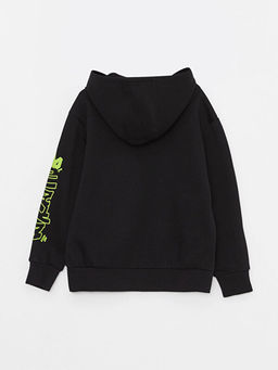 Kap??onlu Bask?l? Uzun Kollu Erkek ?ocuk Sweatshirt - Waikiki фото 2