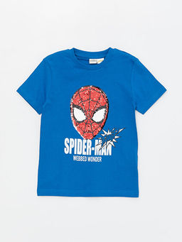 Bisiklet Yaka Spiderman Bask?l? ?ift Y?nl? Payetli K?sa Kollu Erkek ?ocuk Ti??rt - Waikiki фото 2
