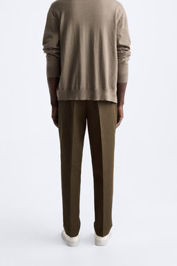 PLEATED COTTON - LINEN TROUSERS - Zara фото 3