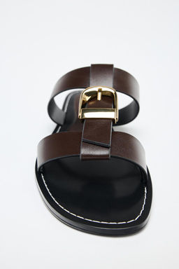 DOUBLE-STRAP FLAT SANDALS WITH BUCKLE - Zara фото 6