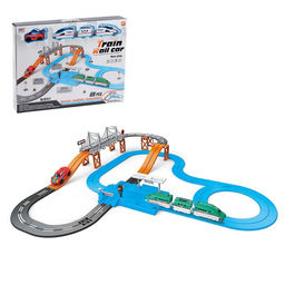 Железная дорога-автотрек Большое путешествие, с машинкой и поездом, перекресток, светофор