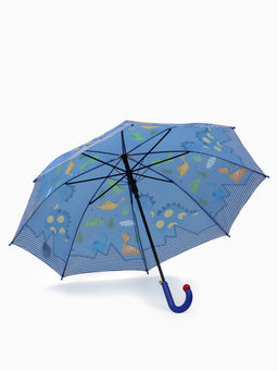 Зонт-трость детский п/авт R43/50 П/Э ДИНОЗАВРИКИ ручка-крюк синий пакет