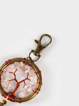 Брелок ловец снов «Великое древо», 19 см, нежно-розовый