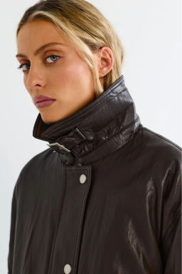 Утепленная парка из эко-кожи Brown - Erist store фото 5