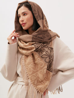 в составе шерсть! теплый двусторонний палантин