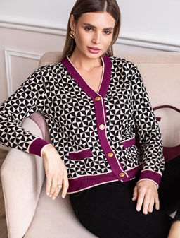 VILATTE / Жакет двуслойной жаккардовой вязки с кашемиром  фото 2