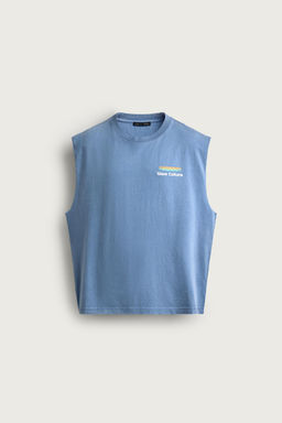 CAMISETA TANK RELAXED FIT TEXTOS ESTAMPADO CALIFORNIA / Azul claro - Zara фото 6