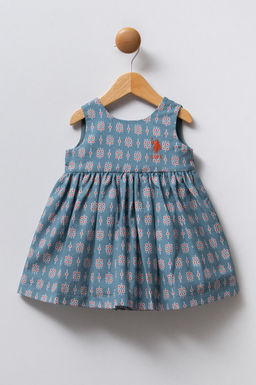 K_z Bebek Mavi S_rt Detayl_ Elbise