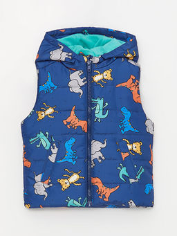 Kap??onlu Bask?l? Erkek Bebek ?i?me Yelek