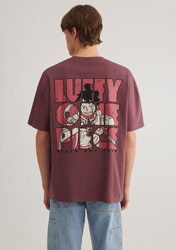 Luffy Bask?l? K?rm?z? Tisort - Mavi фото 4