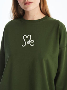 Bisiklet Yaka Nak??l? Kad?n Sweatshirt Tunik