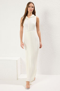 Trendyolmilla Kemik Duz Regular Bel Kemer Detayl? Fitilli Triko Elbise TWOSS25EL00487