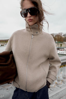 WOOL BLEND BOMBER JACKET WITH HIGH NECK - Zara фото 4
