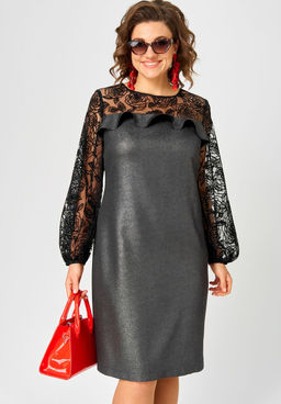 Платье EVA GRANT 7284С графит+черный