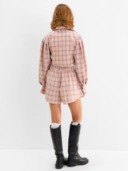 Костюм женский (блузка, шорты) MINAKU: Casual Collection, розовая клетка, размер 44