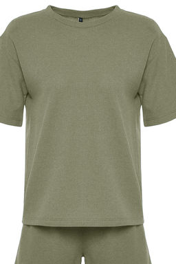 Trendyolmilla Siyah Waffle Kumas Sortlu Orme Pijama Tak?m? THMSS22PT0524  фото 20