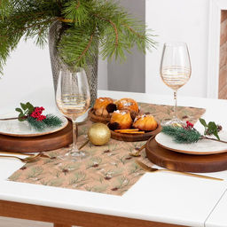 Дорожка на стол новогодняя Этель Spruce branches 30?70 см, 100% хлопок, саржа 190 г/м?, бежевая