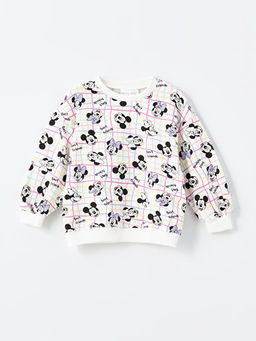 Bisiklet Yaka Minnie Mouse Bask?l? K?z ?ocuk Sweatshirt