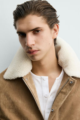 LEATHER AND SUEDE JACKET WITH FAUX SHEARLING - Zara фото 6