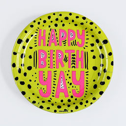Цена за 10 шт. Тарелка бумажная Happy Birthday, яркая, 18 см - Страна карнавалия фото 6