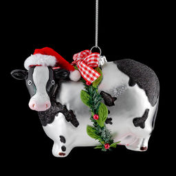 Цена за 1 шт. Украшение ErichKrause Decor Праздничная буренка 9см, стекло