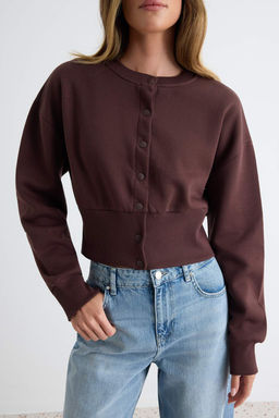 Kahverengi Kal_n Bele Oturan __t__t Detayl_ Regular Kal_p Crop _rme H_rka/Sweatshirt TWOAW27SW00041 - Trendyolmilla фото 3
