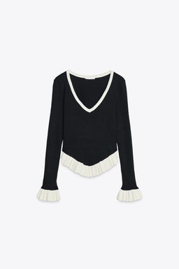 RIBBED FRILL SWEATER - Zara фото 2