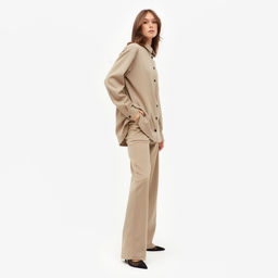 Костюм женский (рубашка, брюки) MINAKU: Casual collection цвет бежевый, размер 44