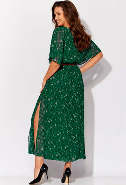 Платье Viola Style 01050 зеленый цветы