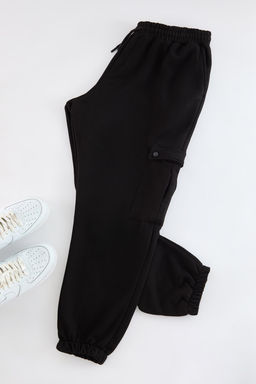 Buyuk Beden Siyah Oversize/Genis Kesim Kargo Cepli Kal?n Lastik Paca Esofman Alt? TMNAW25AJ00002 - Trendyolmilla фото 6