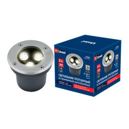 ULU-B10A-3W/2700K IP67 GREY Светильник светодиодный уличный. Архитектурный встраиваемый. Теплый белый свет (2700К). Корпус серый. TM Uniel.