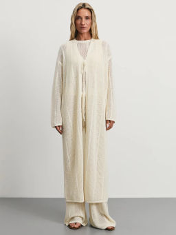 Длинный вязаный кардиган на завязках / Zarina фото 4