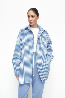 Рубашка cotton клетка Blue&Milk