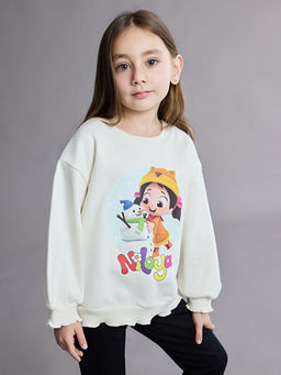 Niloya Bask?l? K?z ?ocuk Sweatshirt ve Tayt 2li Tak?m