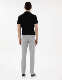 Gri Slim Fit Yazl_k Kanvas Pantolon